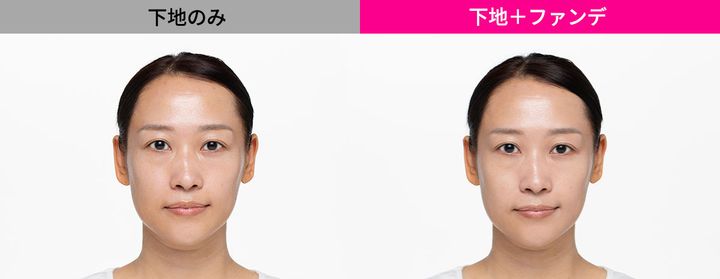ファンデーションを使ったたるみ消しベースメイクのやり方2-2.下地の上にファンデを重ねたイメージ