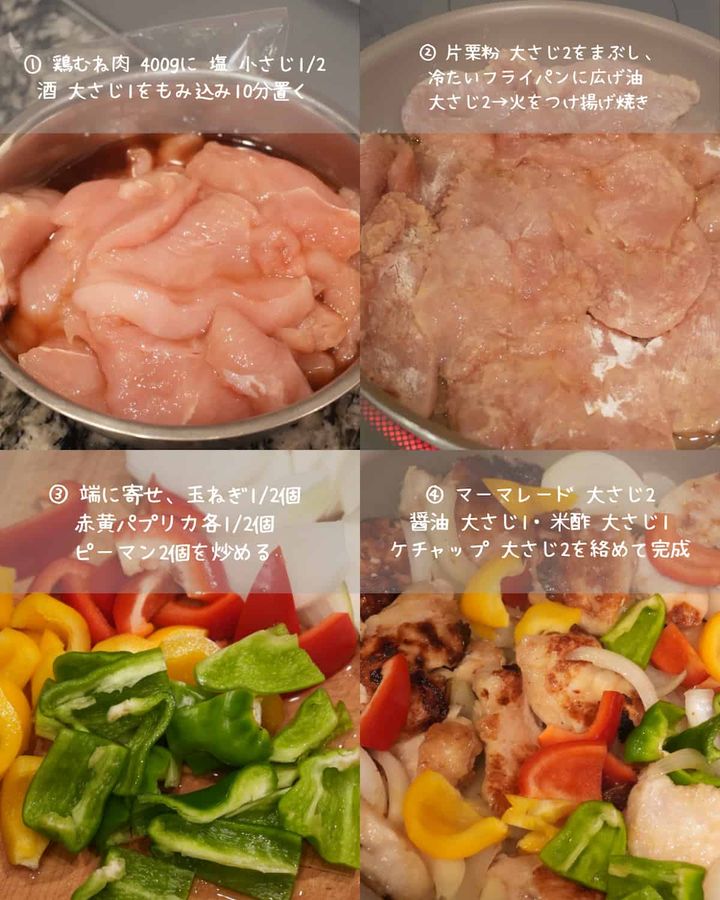 酢鶏の4コマレシピ