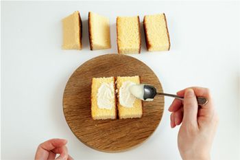 クリスマスにおすすめ！ カステラとおなじみの市販のおやつで作る「まっしろスノーハウス」の画像6