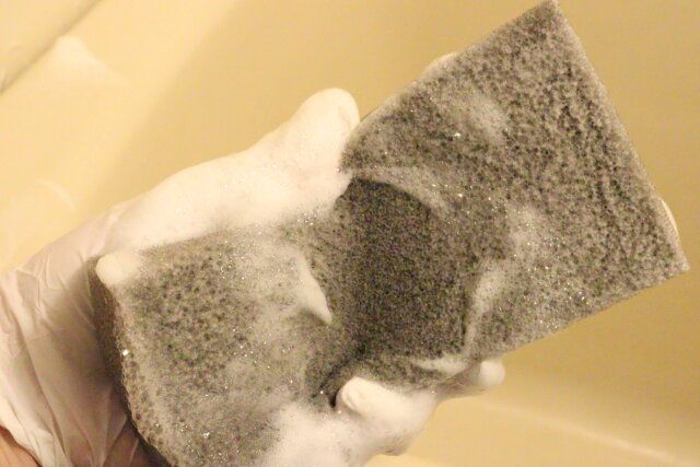 セリア真空パックバススポンジ泡立ち