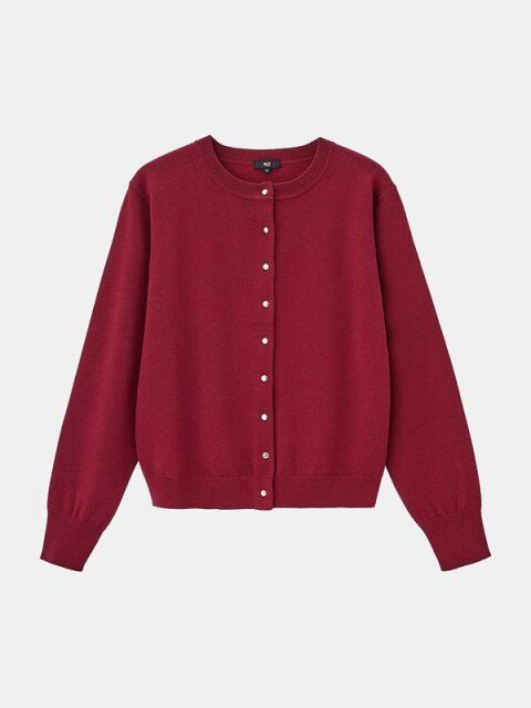 PLSTのメリノウールブレンドメタルボタンカーディガン