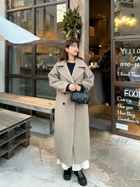 2025冬大人女性おすすめロングコートフェミニンコーデ