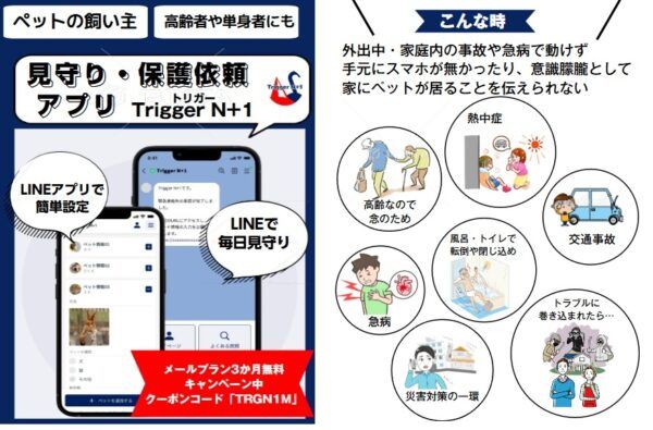 ペットの飼い主の異常を外部に知らせる見守り・保護依頼アプリ「Trigger N+1」登場！