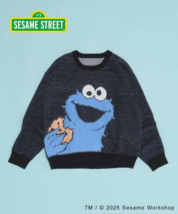 「【セサミストリート】ニットプルオーバー(クッキーモンスター)」(7990円)