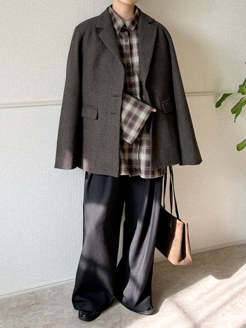 ブラウンチェックシャツNGコーデ