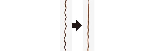 強いクセがのびて自然なストレートヘアに。