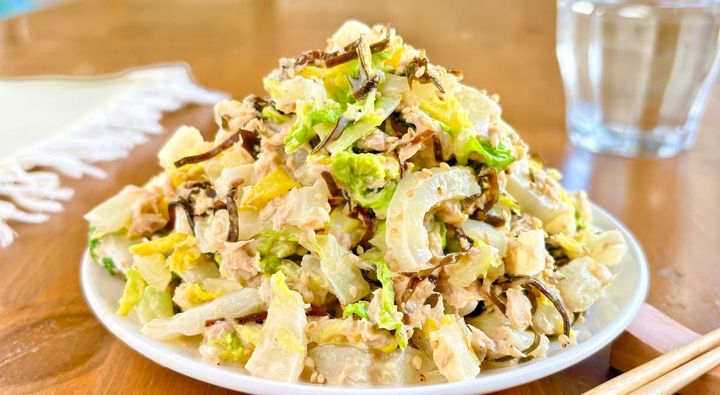 白菜とツナマヨ塩昆布あえ