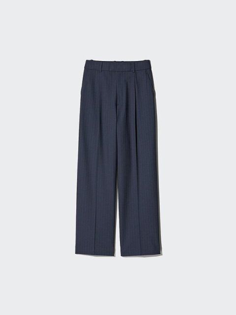 ユニクロのタックワイドパンツストライプ