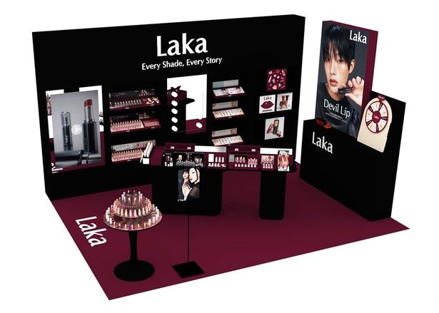 渋谷ロフト2階に登場するLakaポップアップイベントのイメージ。Devil Lipをイメージした空間で50色以上から選べる