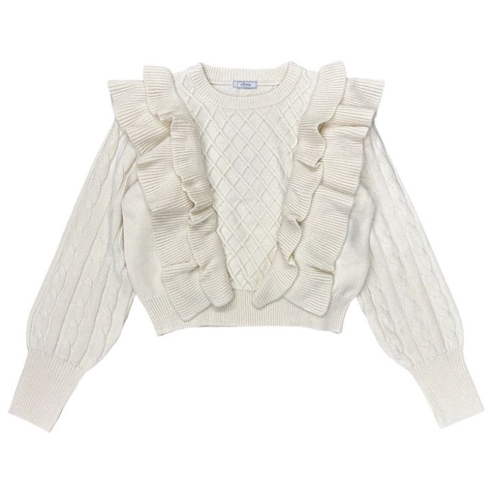 しまむらのフリルケーブル編みニットプルオーバー（ERIKA）