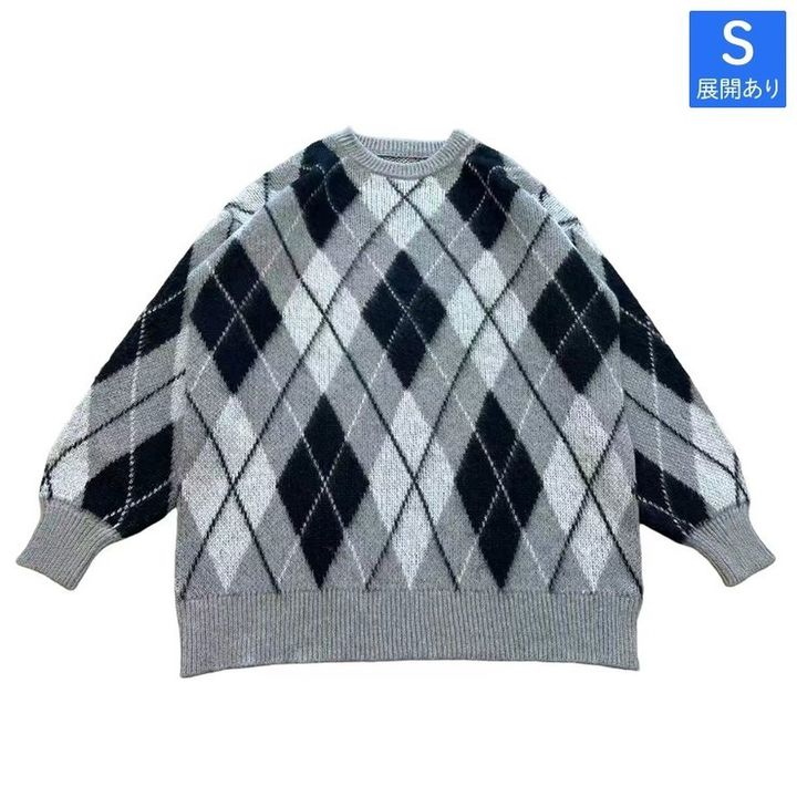 しまむらのアーガイル柄ニットチュニック（きゅるりんてしてみて）