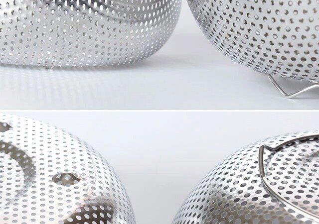 ダイソー ステンレスパンチングザル（浅型、19cm）