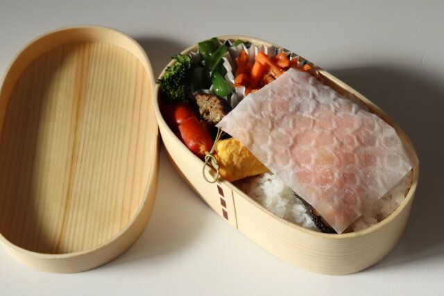 ダイソーのお弁当シートはごはんの水分を吸収してべたつきにくくなる