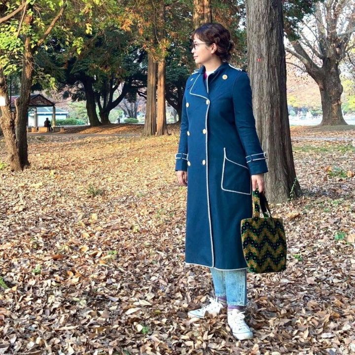 ミナペルホネンのコートに身を包んで