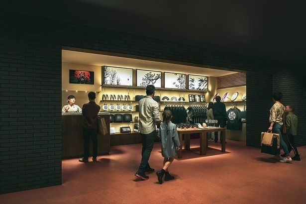 劇場オリジナルグッズが並ぶグッズショップ