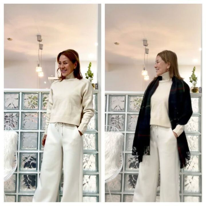 TOMOKO SHINOBEさんの年末お出かけコーデ「ホワイト×ホワイト」