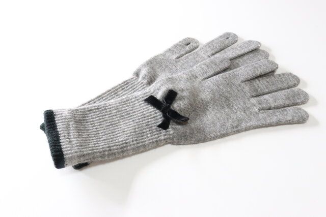 指穴付ニット手袋（ライン・リボン）