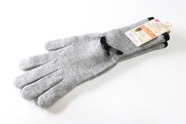 指穴付ニット手袋（ライン・リボン） 防寒グッズ