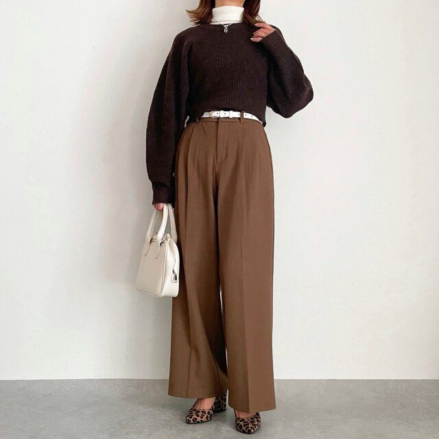 しまむらブラウンニットのオールブラウンコーデ