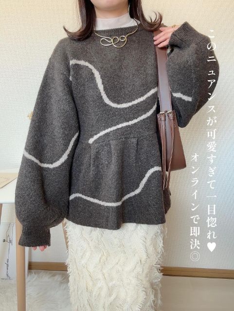 しまむらのyuna＊ニュアンスニットPOを着たコーデ