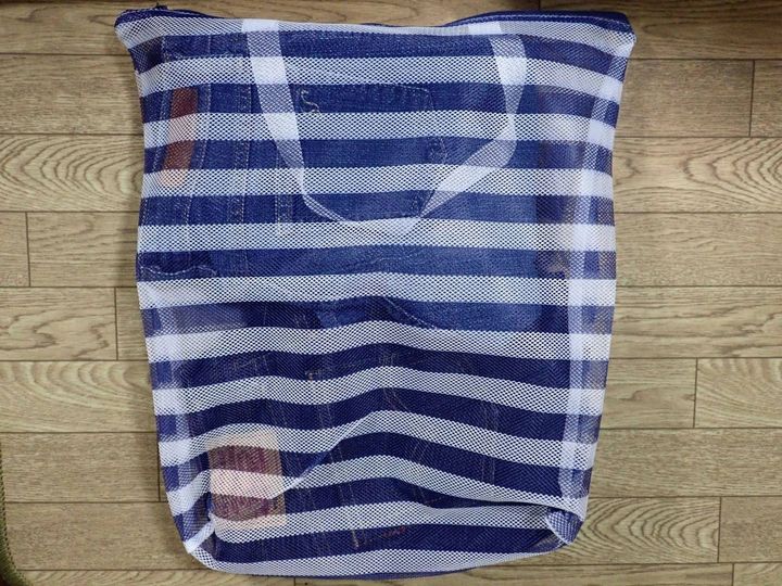 DAISO(ダイソー)：そのまま洗える！トラベル収納トートバッグ(ボーダー)