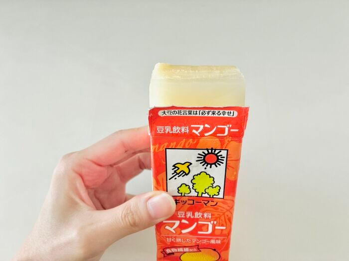 『豆乳飲料』を紙パックごと冷凍庫にドーン！→禁断の「シャリシャリ化」を試してみたら…激ウマでした。