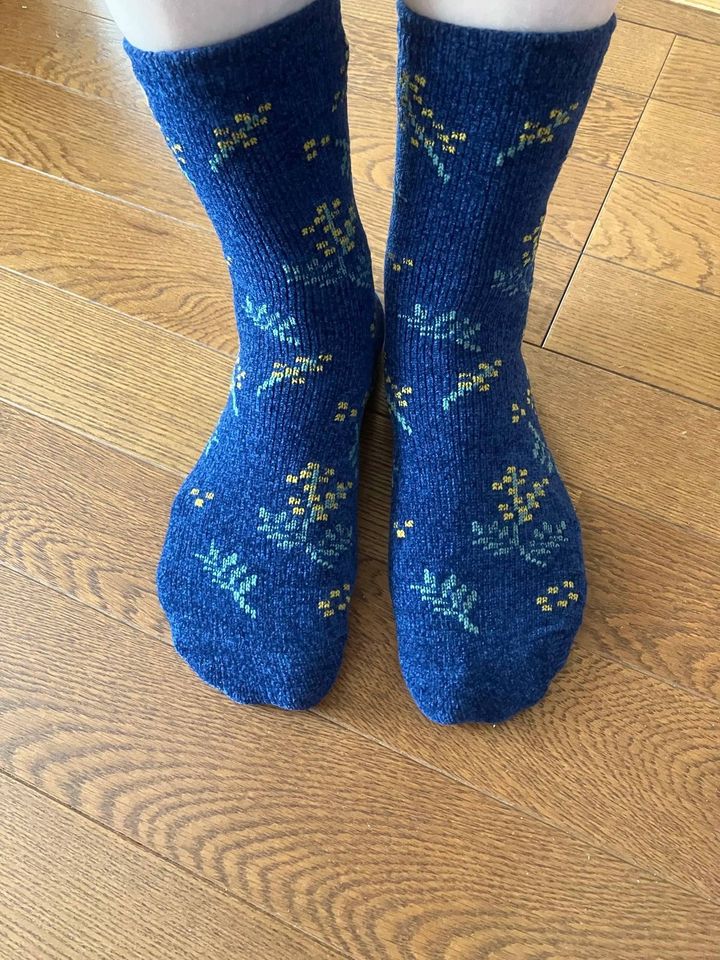 DAISO(ダイソー)：異素材とろとろソックス(シェニール、ミモザ異柄)