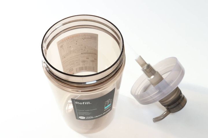 1dp広口ポンプボトル600ml丸アンバー 構造