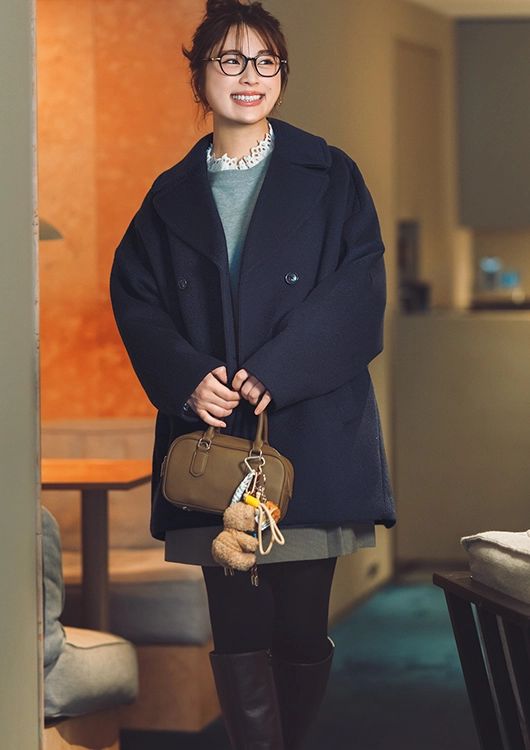 ミドル丈ピーコートを着回した渋谷凪咲さん2