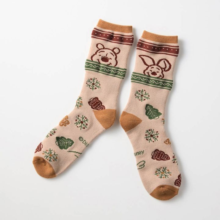 吸湿発熱糸のあったか裏パイルソックス プーさん