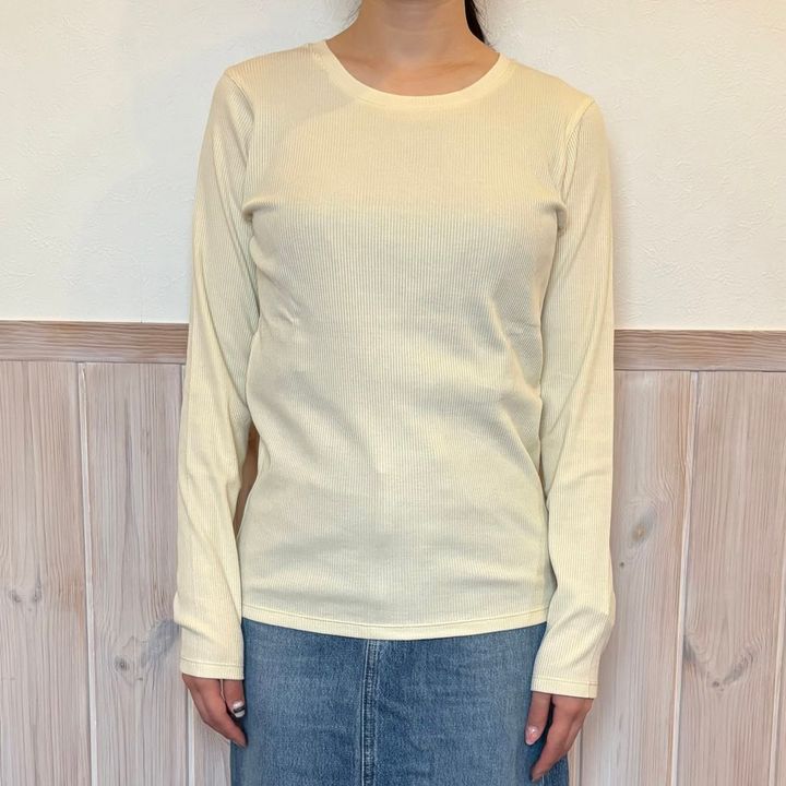 無印良品 婦人 なめらかリブ編みクルーネック長袖Ｔシャツ