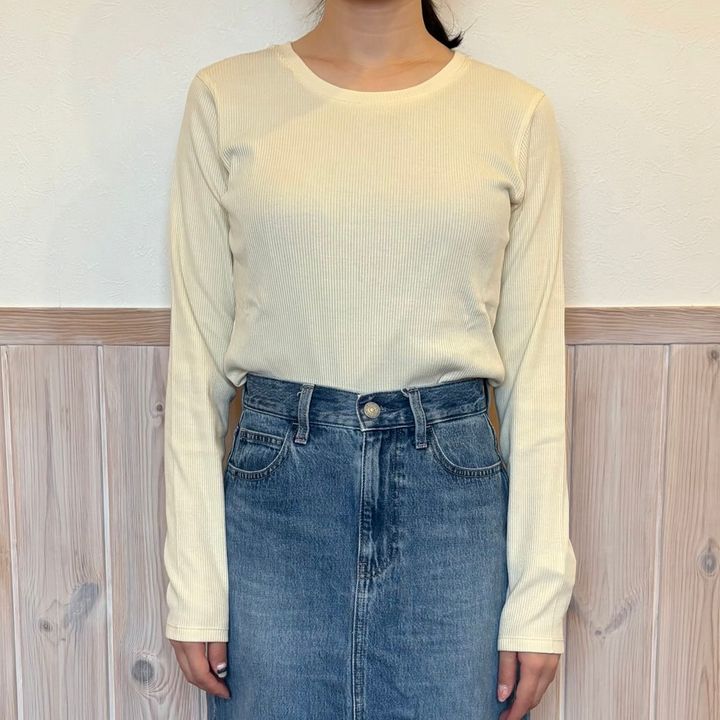 無印良品 婦人 なめらかリブ編みクルーネック長袖Ｔシャツ