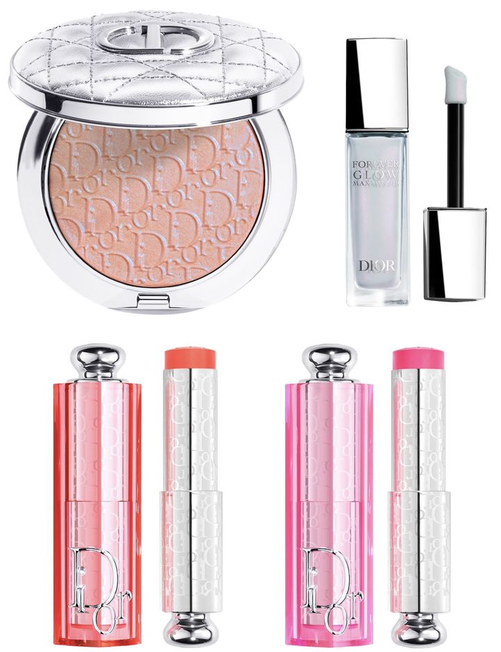 〈上左から〉ディオールスキン フォーエヴァー グロウ ルミナイザー 831 ￥8,250 ディオールスキン フォーエヴァー グロウ マキシマイザー 100 ￥5,940 〈下左から〉バックステージ ロージー グロウ スティック 530、831 各￥7,040（すべて2026年1月1日より限定発売予定）