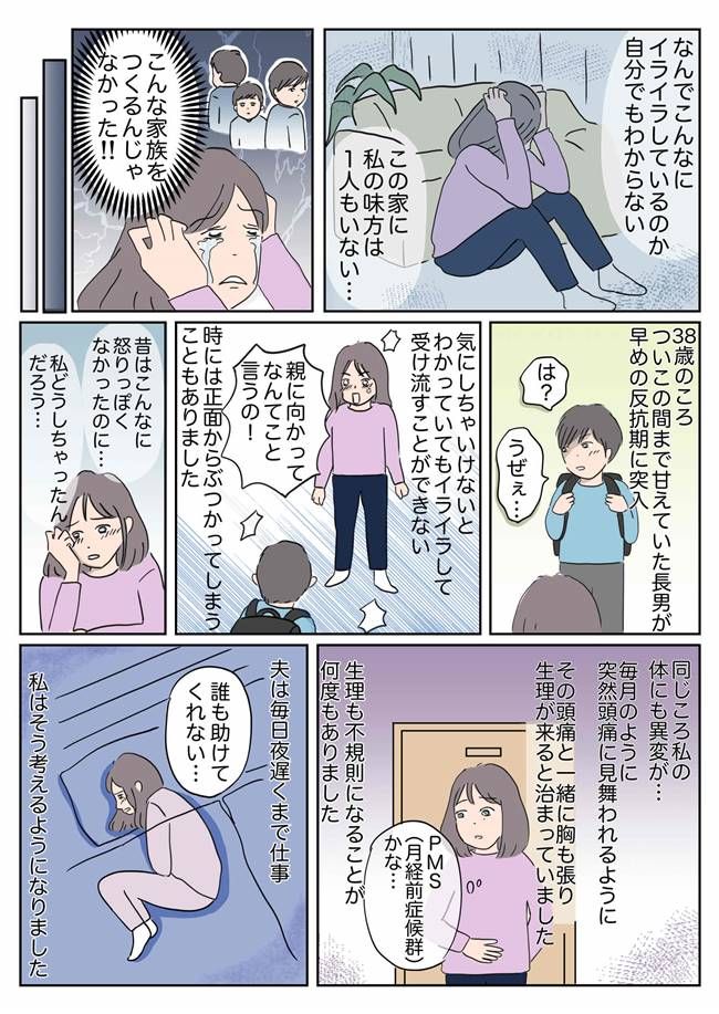 体の異変と長男の反抗期の悩む女性