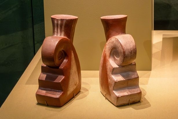 螺旋状の象徴を配した三角形の階段(西暦100 ‒ 800年) ラルコ博物館所蔵 (c) MUSEO LARCO LIMA - PERU