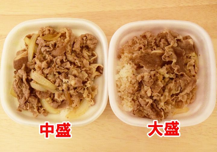 すき家の中盛と大盛比較