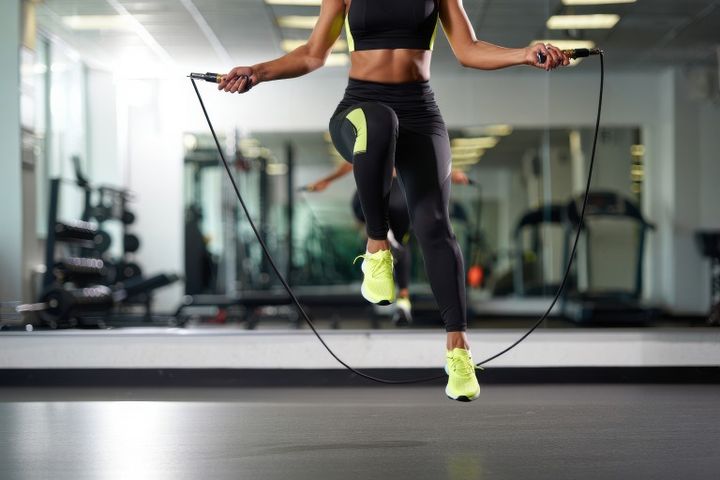 女性アスリートがジムで縄跳びをする 運動 エクササイズ イメージ