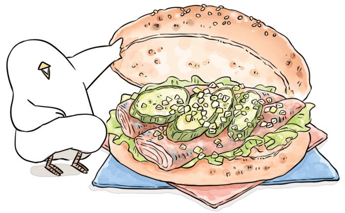 オランダのニシンのサンドイッチ「ブローチェ・ハーリング」のイラスト