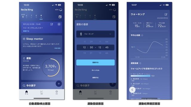 睡眠や運動の状況などを可視化できる