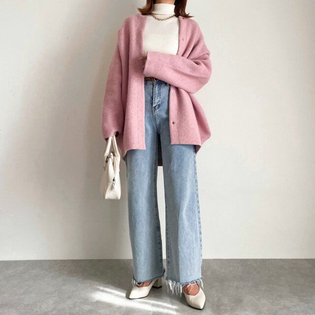 ユニクロメリノリブタートルネックセーターとデニムコーデ