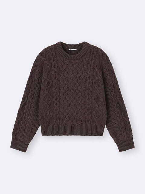 GUのケーブルクルーネックニットプルオーバー