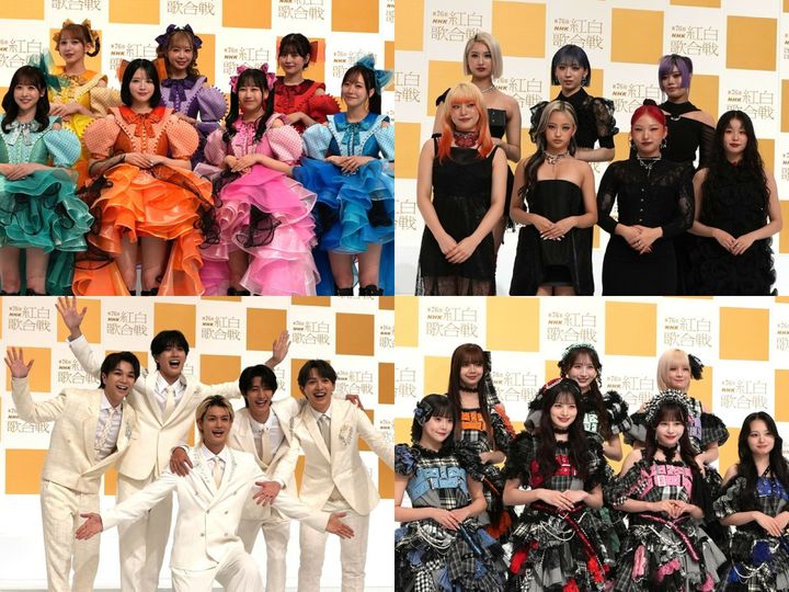 『第76回NHK紅白歌合戦』に出場する（左上から時計回りに）FRUITS ZIPPER、HANA、CANDY TUNE、M!LK クランクイン！ width=