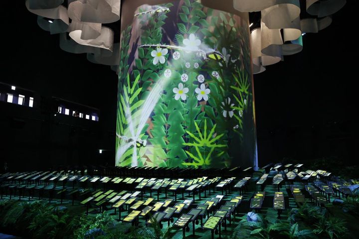 画像: さまざまな色合いの植物が映し出されるライフ劇場の壮大な展示は、まるで自然の中にいるような錯覚を感じさせる。写真：TECH WORLD提供
