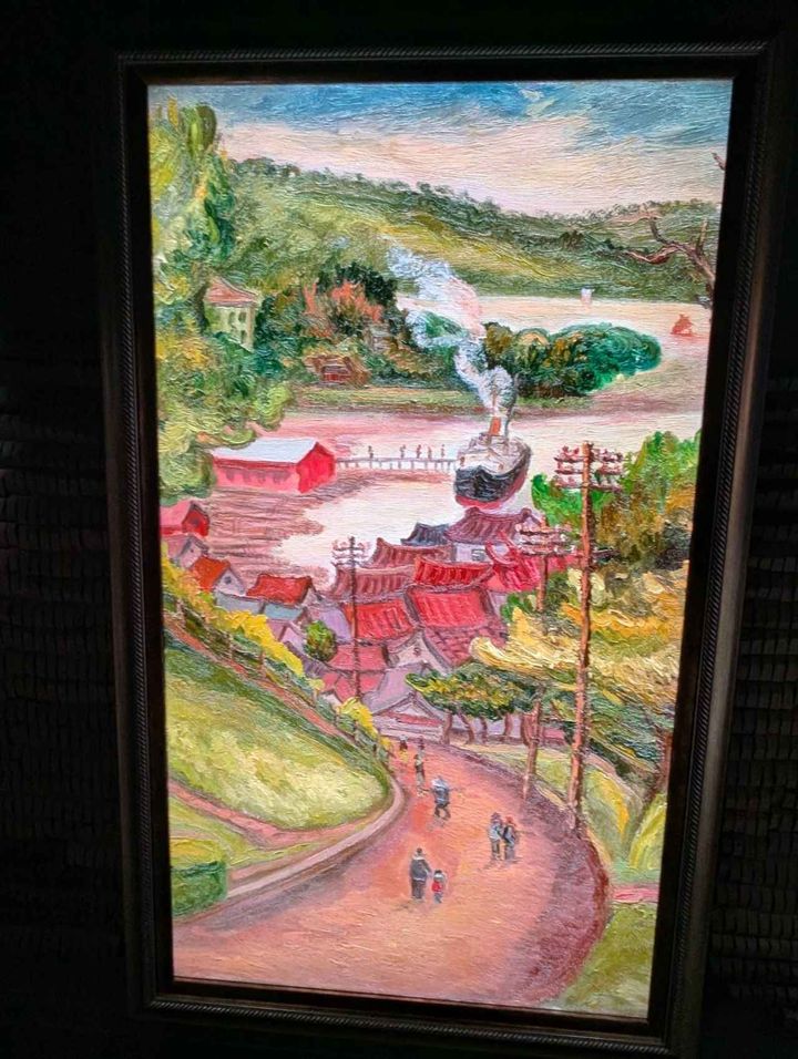 画像: ディスプレイに映し出された絵画。筆者撮影