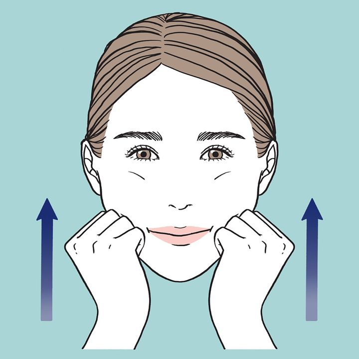 ３.「い」の口にしてプッシュ＆キープ