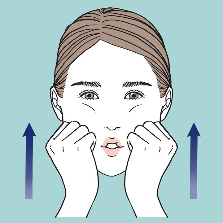 ２.「う」の口にしてプッシュ＆キープ