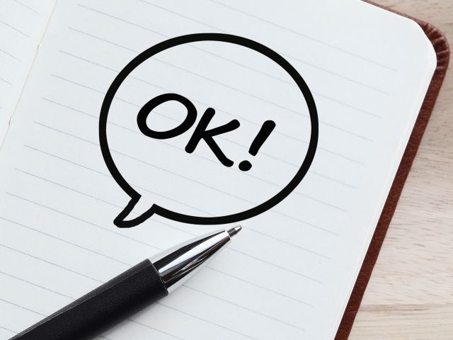 OKと書かれたノート