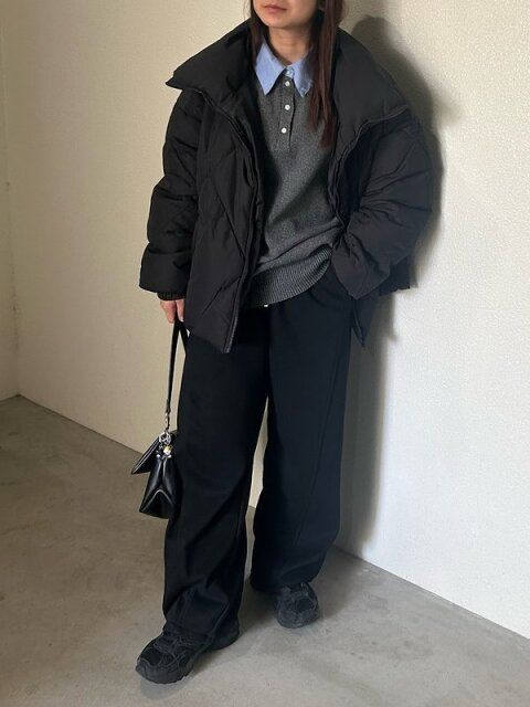 黒ダウンコーデ1