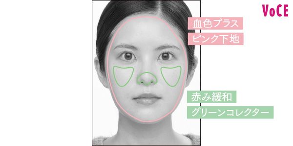 塗り分けMAP 血色プラス ピンク下地 赤み緩和 グリーンコレクター
