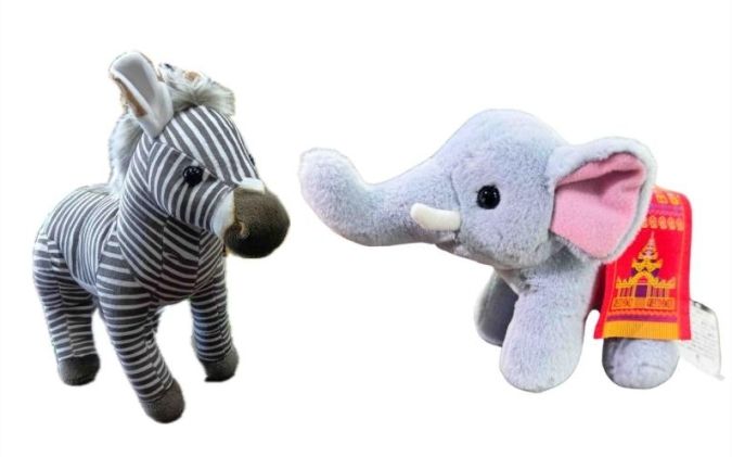 福岡市動植物園 新春お年玉イベント シマウマのぬいぐるみ ゾウのぬいぐるみ